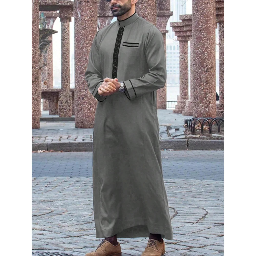 New Muslim Traditional Men's Robe Multi Colored Elegant Ethnic Embroidery Men's Robe Simple Casual Loose Robe