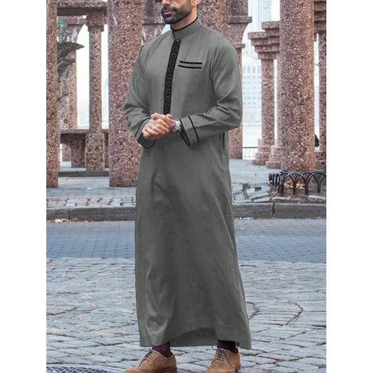 New Muslim Traditional Men's Robe Multi Colored Elegant Ethnic Embroidery Men's Robe Simple Casual Loose Robe