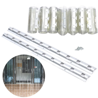 7Pcs PVC Strip Curtains,200x105cm Transparent Soft Door Strips Screen 2mm Thick Windproof Waterproof Antistatic Door Curtain Kit
