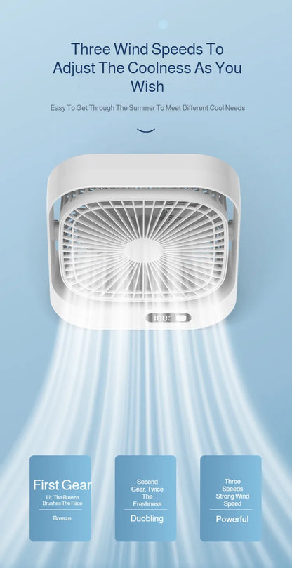 Mini Desktop Fan High Wind Power Rechargeable Plugin Circulation Intelligent Speed Control 360° Rotation Home Office Cooling