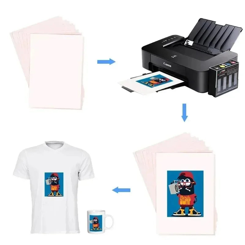 A4 Paper Sublimation Heat Transfer Paper Print Ion on Fabric Clothes T-shirt for Inkjet Printer DIY Craft Supplies