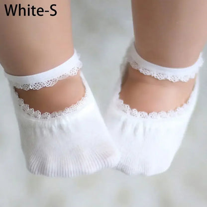 Baby Socks Newborn Socks Summer Lace Baby Socks Solid Color Princess Baby Girl Socks Infant Anti-slip Socks With Rubber Soles