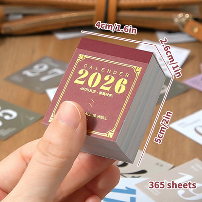 2026 Calendar Thin Waterproof Paper Desk Home Mark Memo Journal Note Keeper Daily Organizer Planner Stationery Advent Calendar