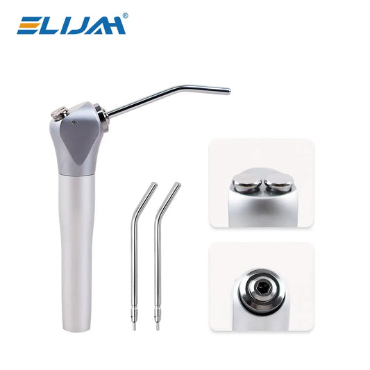 ELIJAH Dental oro vandens purškimo pistoletas Trigubas trišakis švirkšto antgalis su 2 purkštukų antgaliais vamzdeliais, skirtas odontologijos laboratorijai, sidabrinės spalvos, turimas