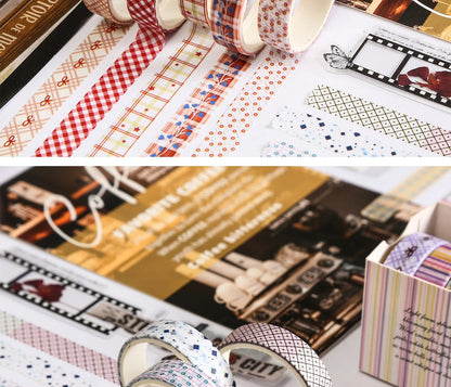 MINKYS 5pcs/set Basic Grid Star Decorative Tape Cute Cartoon Creative Washi Tape School Stationery