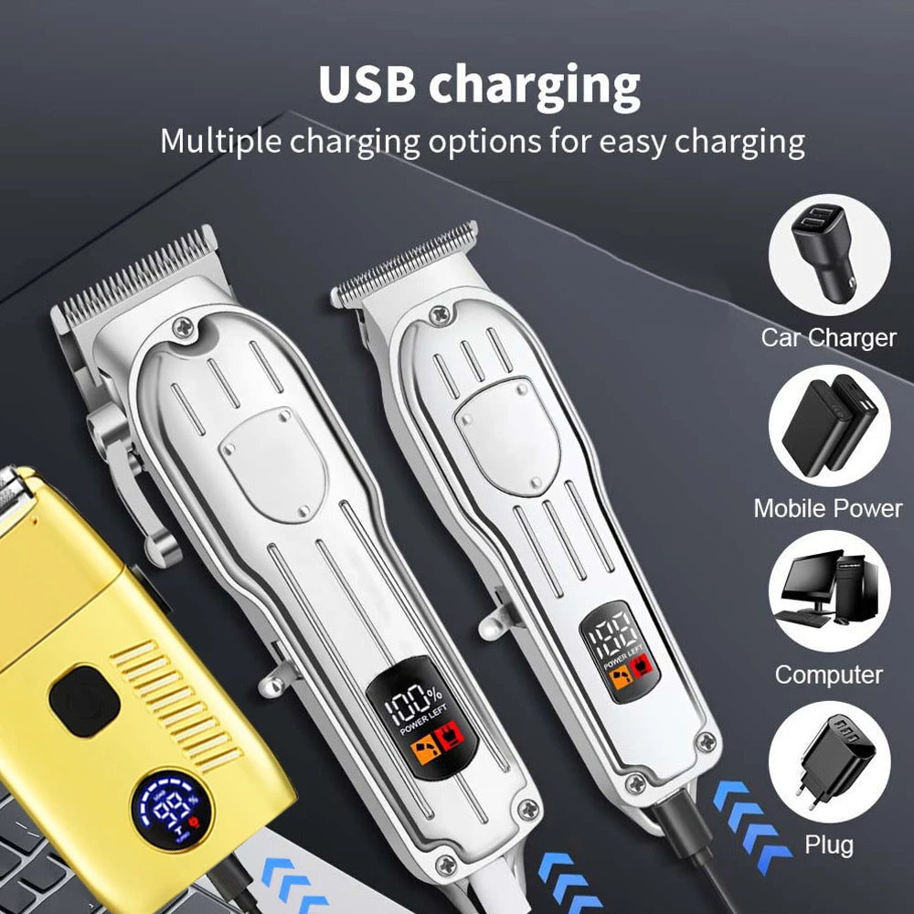 Hair Clippers Electric Razor Shavers for Men USB Rechargeable Clippers and Trimmer Beard Trimmer Barber Kit Professional Clipper