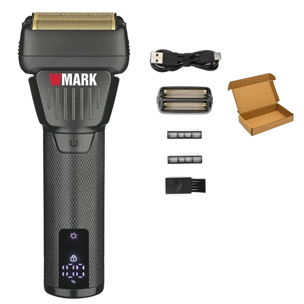 WMARK NG-7982 Professional Hair Trimmer for Man 9000RPM Titanium Coated Floating Double Blade Mesh Men's Shaver Equipped Blades