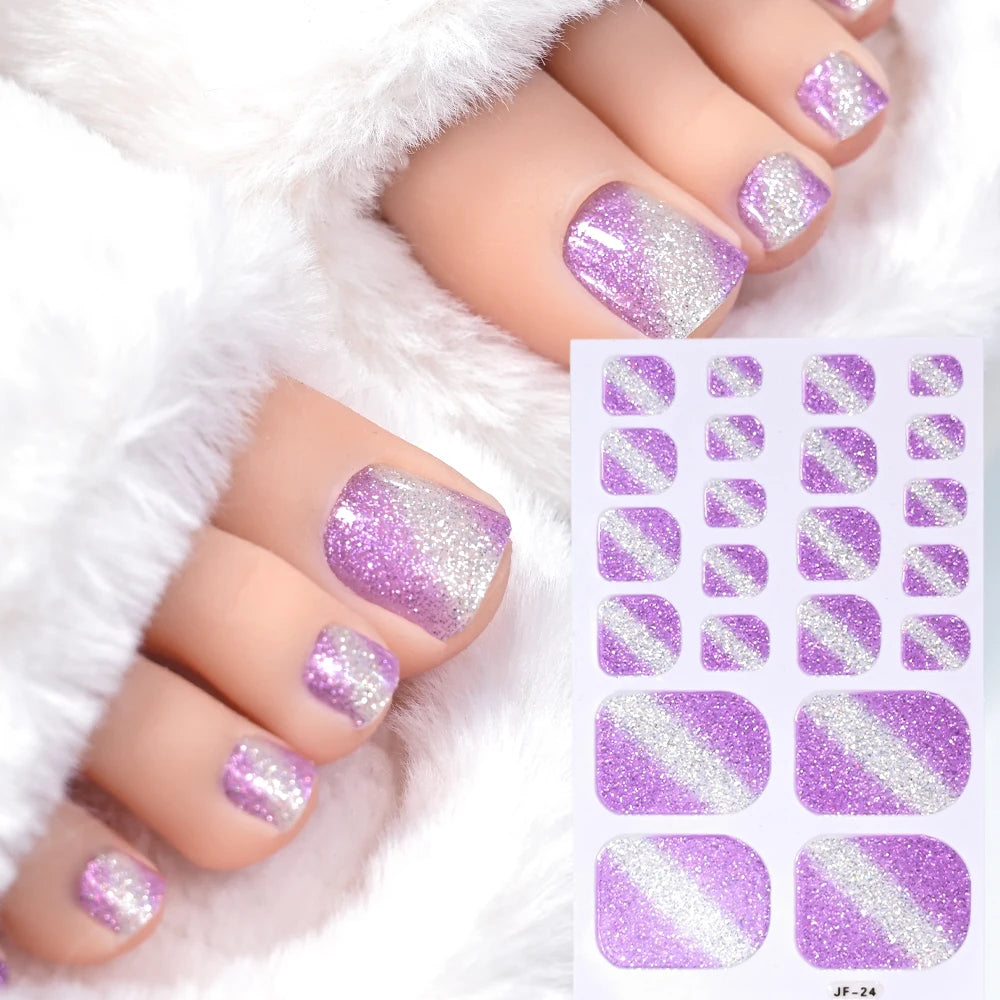 22Tips Solid Color Self-adhesive Gel Stickers for Toe Nails Waterproof Long-lasting Toenail Stickers Toe Full Cover Toenail Wrap