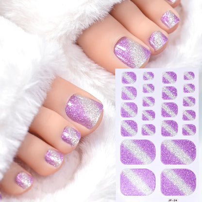 22Tips Solid Color Self-adhesive Gel Stickers for Toe Nails Waterproof Long-lasting Toenail Stickers Toe Full Cover Toenail Wrap