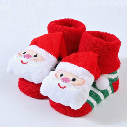 Cute Santa Claus Doll Knitted Baby Socks Newborn Toddler Soft Snowman Deer Warm Floor Socks Girls Infant Boys Mid Socks New