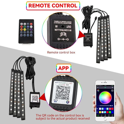 Neon Car Interior Ambient Foot Light with USB Wireless Remote Music App Control RGB 48 LED Atmosphere Decorative Lamp
