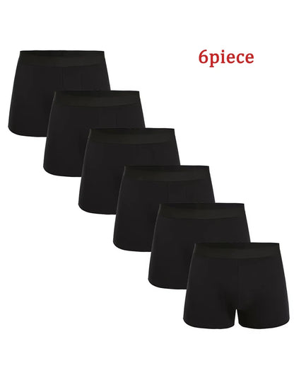 6pcs Pack Black Boxer Shorts Men Underpants Soft Breathable Male Underwear Men Leisure Boxer Briefs 2026 Panties