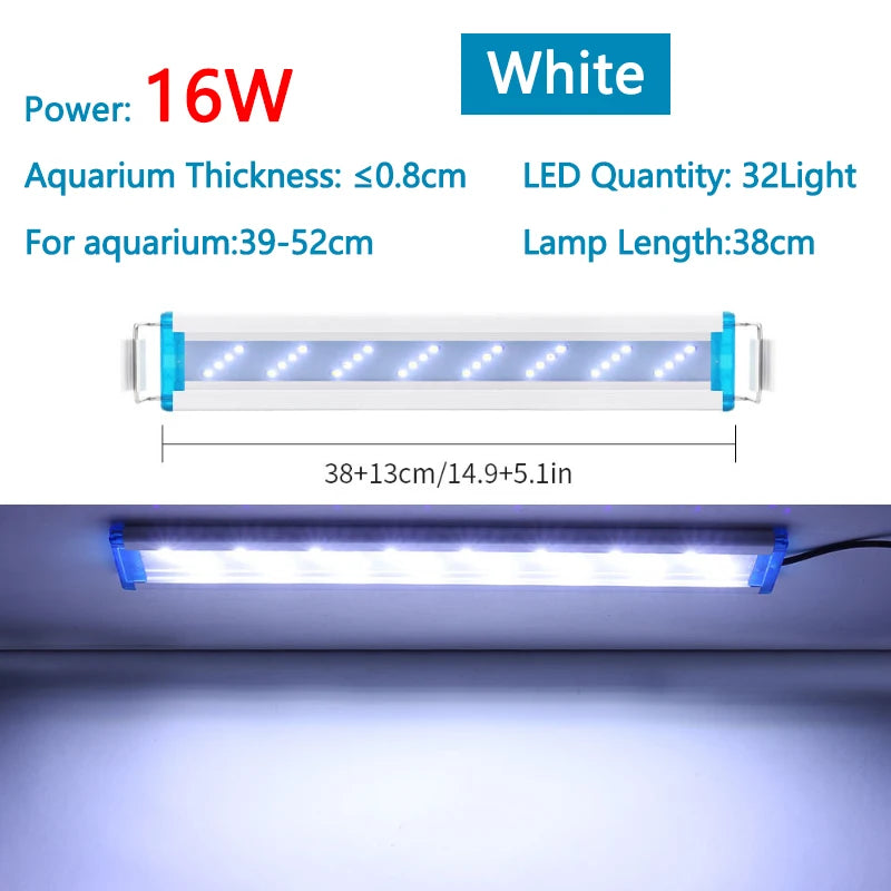 Extensible Waterproof Clip on Lamp For Fish Tank Super Slim Fish Tank Aquatic Plant Grow Aquarium LED Light 18-58cm 220V