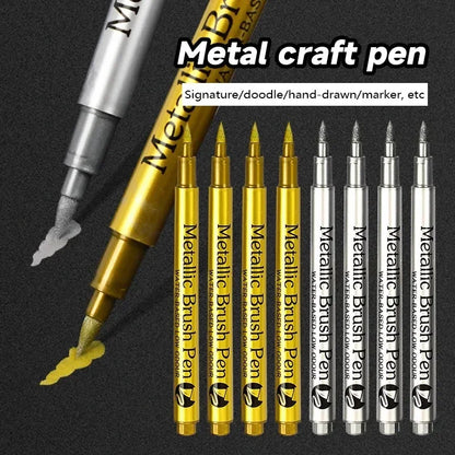 1/2PCS Gold Silver Metallic Marker Pen Waterproof Permanent Paint Marker Pen for Rock, Mug, Ceramic, Glass DIY Painting Supplies