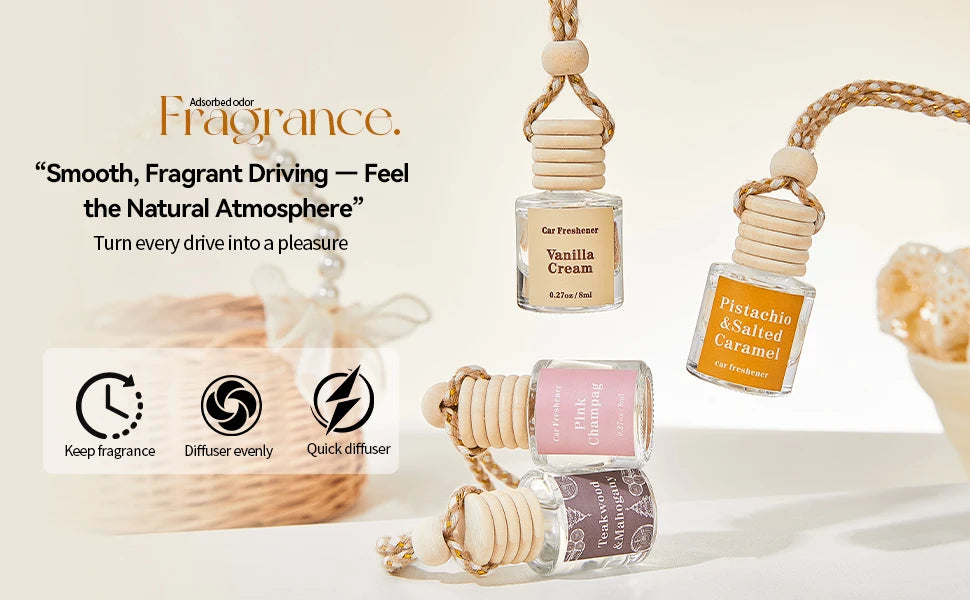 Car Air Freshener Diffuser, Car Fresheners Long Lasting, Hanging Car Scents Air Freshener, Essential Oil Diffuser 8ml*2pcs