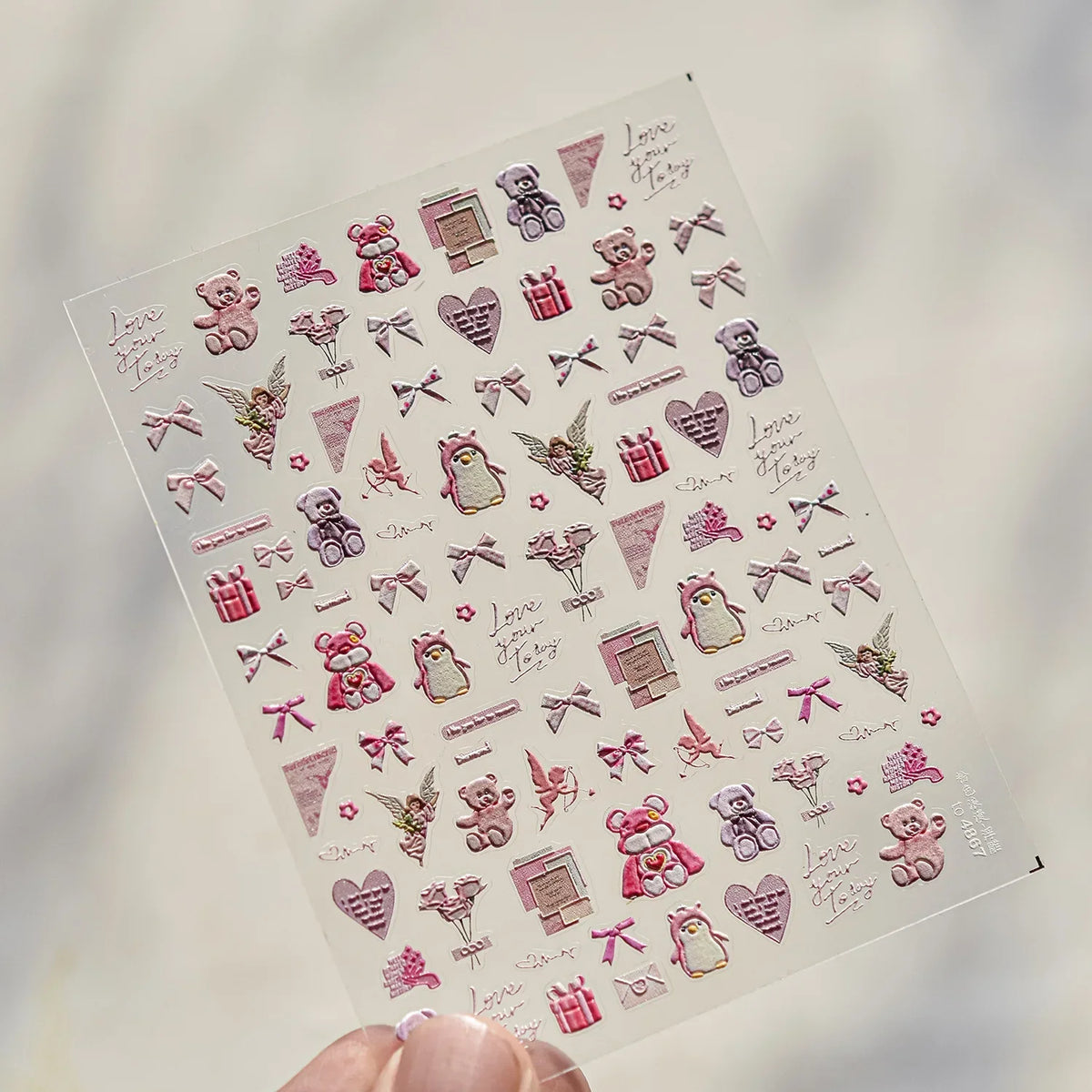 Lovely Animal Graffiti Cat Claw Rabbit Bunny Bear Dog Flower Fruit Dim Sum Candy Sunflower Adhesive 5D Nail Art Stickers Decal