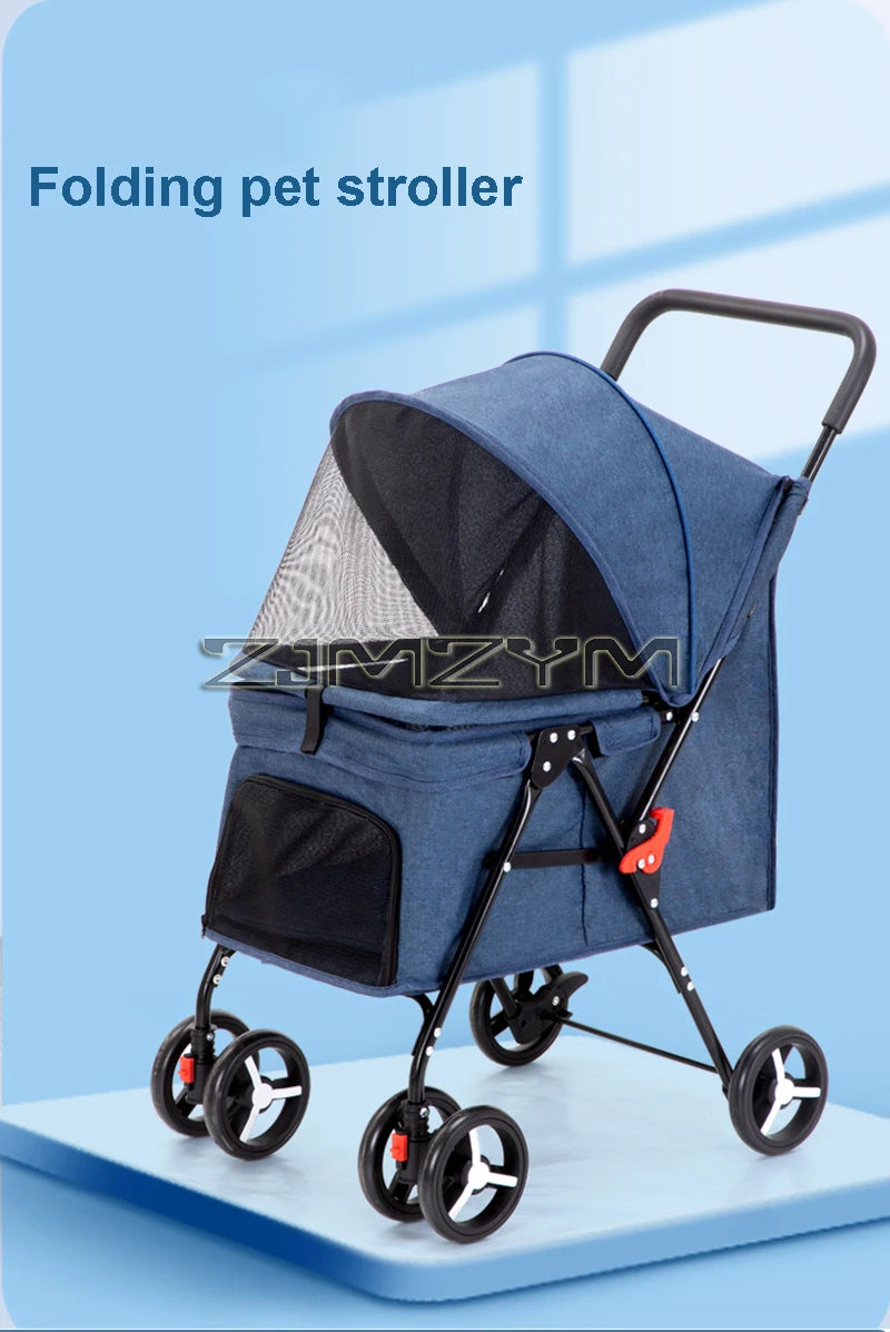 Portable Pet Stroller Dogs Cats Carrier Small Pet Stroller Foldable Suitable Outdoor Travel Dog Cat Supplies