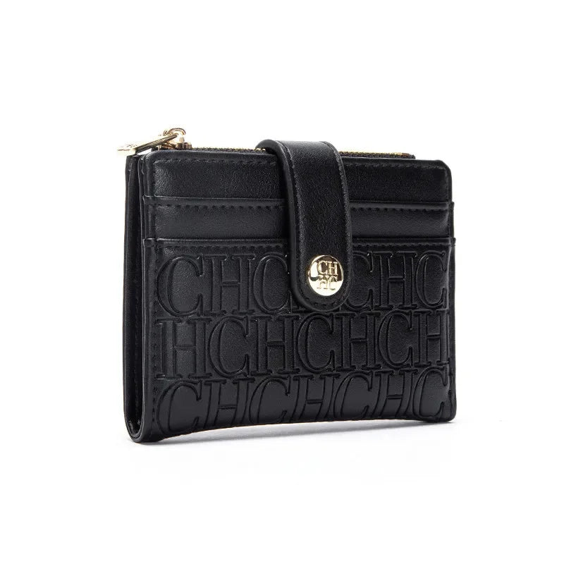 CH Luxury Brand Retro Design Business Card Bag Fashion Button Classic Folding Wallet Compact and Lightweight Women's Square Bag
