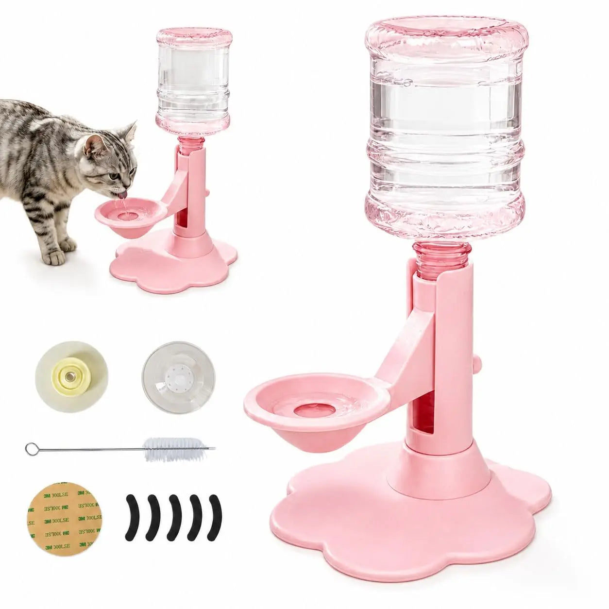 Automatic Cat Dog Water Dispenser No Electricity No Filter Adjustable Height Gravity Pet Water Fountain for Cats and Small Dogs