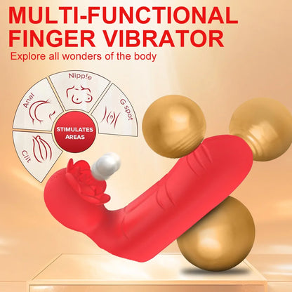 G Spot Finger Vibrator Female Clitoral Nipple Stimulator Rose Toy 10 Speed Vibrating Masturbator For Women Lesbian Orgasm