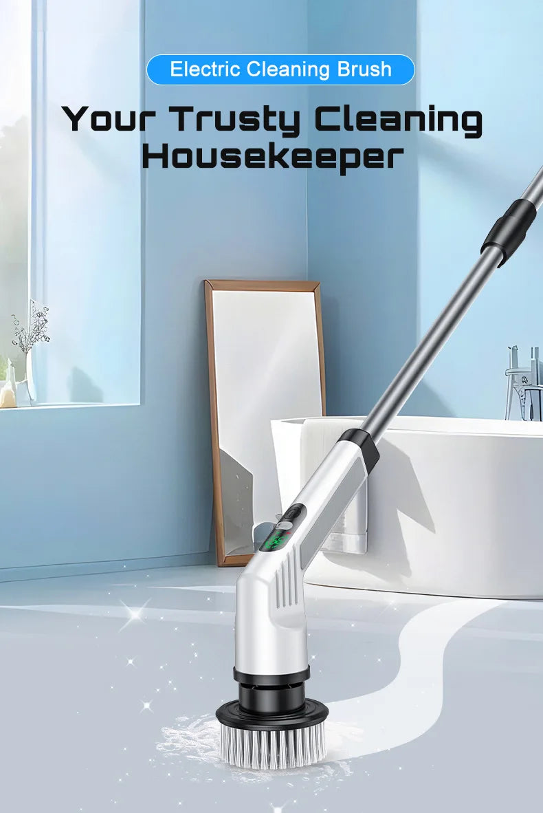 TINSOL 9-in-1 Multi-Function Electric Cleaning Brush Adjustable Automatic Rotating Scrubber Kitchen & Bathroom Cleaning Brush