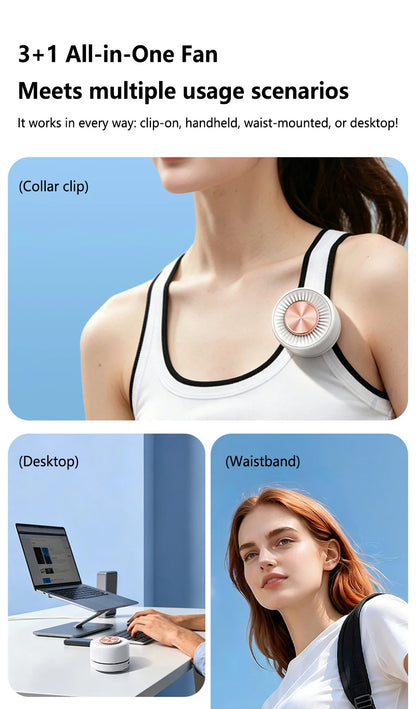 Lenovo Portable Bladeless Clip Fan 360° Rechargeable Mini USB Desk Fan Small Cooling Fan for Outdoor Travel Office