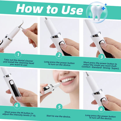 Dental Scaler For Teeth Tartar Remover Electric Teeth Cleaner Tooth Calculus Plaque Remover LED Ultrasonic Dental Stone Removal