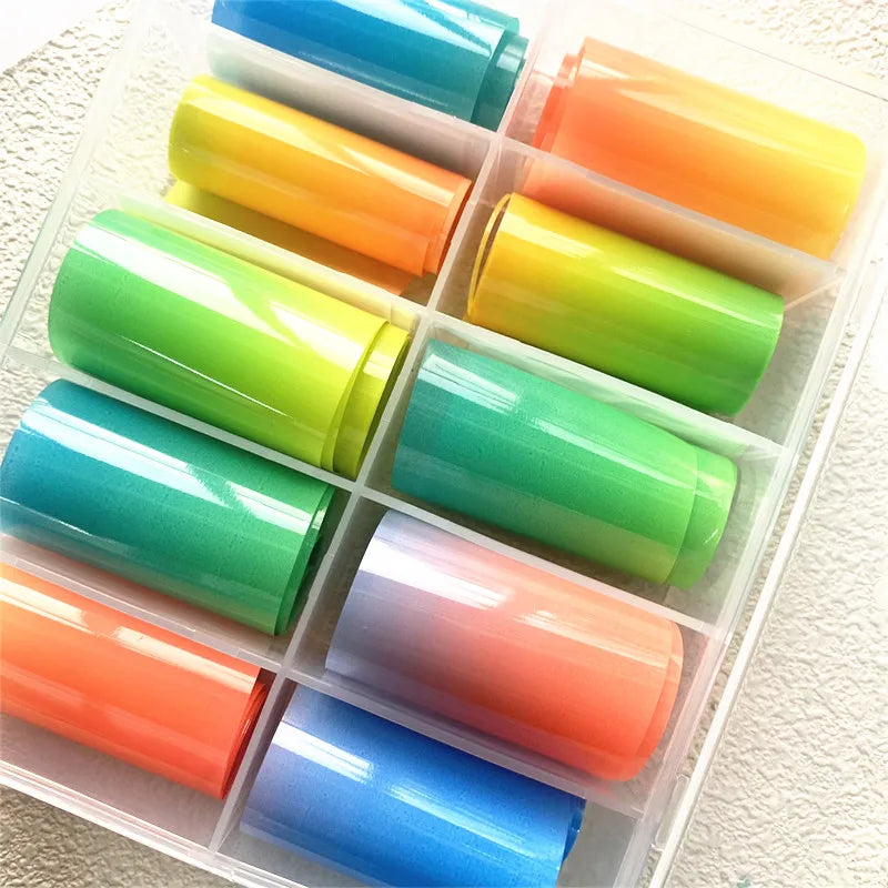 New Flower Nail Foils for Transfer Paper Stickers Floral Adhesive Fruit Nails Wraps Fish DIY Water Marble Nail Art Decorations