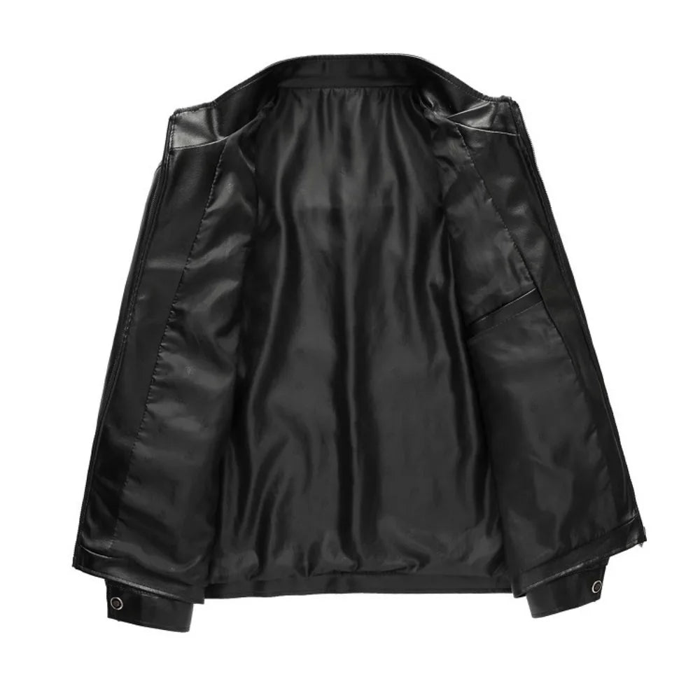 Winter Fur Leather Jacket Men Genuine Leather 2025 New Mandarin Collar Sheepskin Coat Male Leather Jacket Motorcycle Clothing