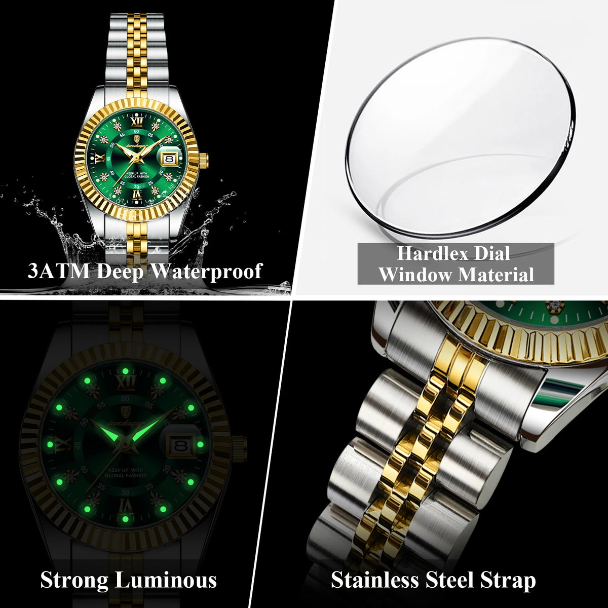 POEDAGAR Elegant Women's Watch Waterproof Luminous Date Fashion Ladies Wristwatch Stainless Steel Quartz Watches For Women Reloj
