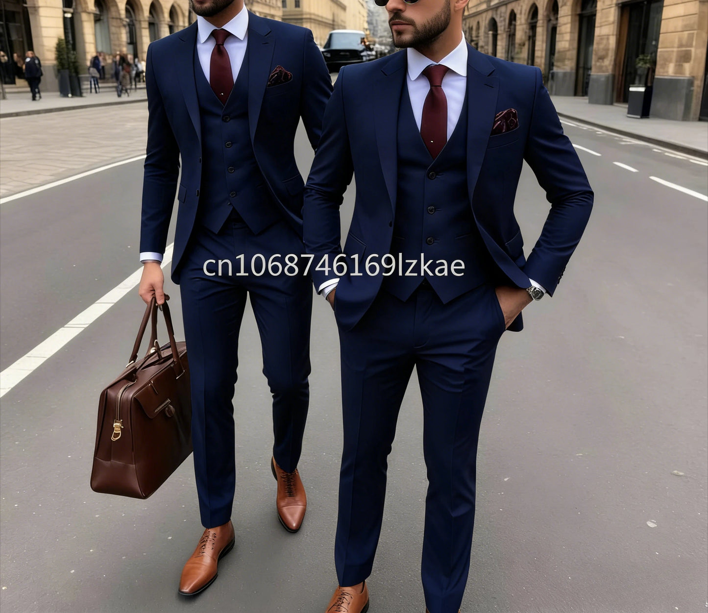 Men's 3 Piece Suit Yellow  Slim Fit Elegant Casual Business Office 3pcs