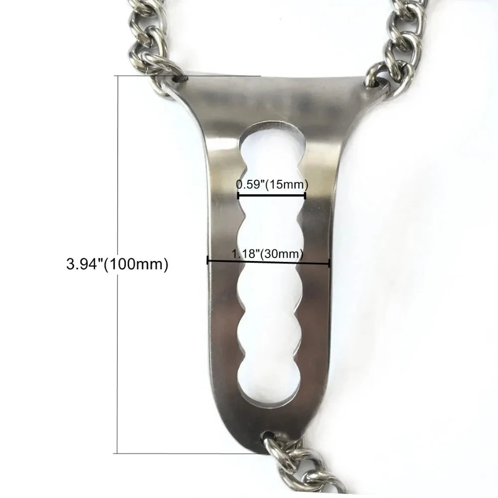 Stainless Steel Invisible Female Chastity Belt Sexy Briefs Leather Bondage Metal Chain Erotic Pants Adult Games BDSM Fetish Wear