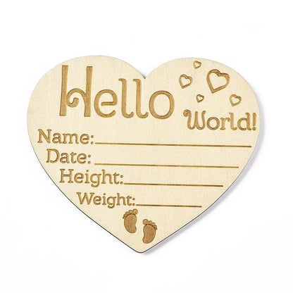 Wooden Baby Growth Souvenir Card Milestone Engraved Hello World Round Wooden Milestone Newborn Photography Props
