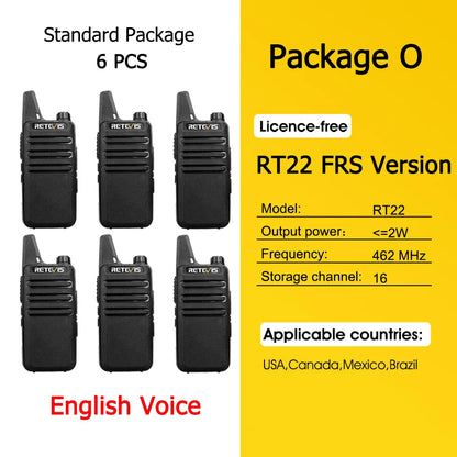 Retevis RT622 Mini Walkie Talkie 4 Pcs Walkie-talkies PMR446 FRS Portable Two Way Radio Communication Radio for Restaurant Hotel