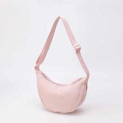 Nylon fabric zipper crossbody bag for men and women, crescent-shaped dumpling bag under the armpits, large capacity