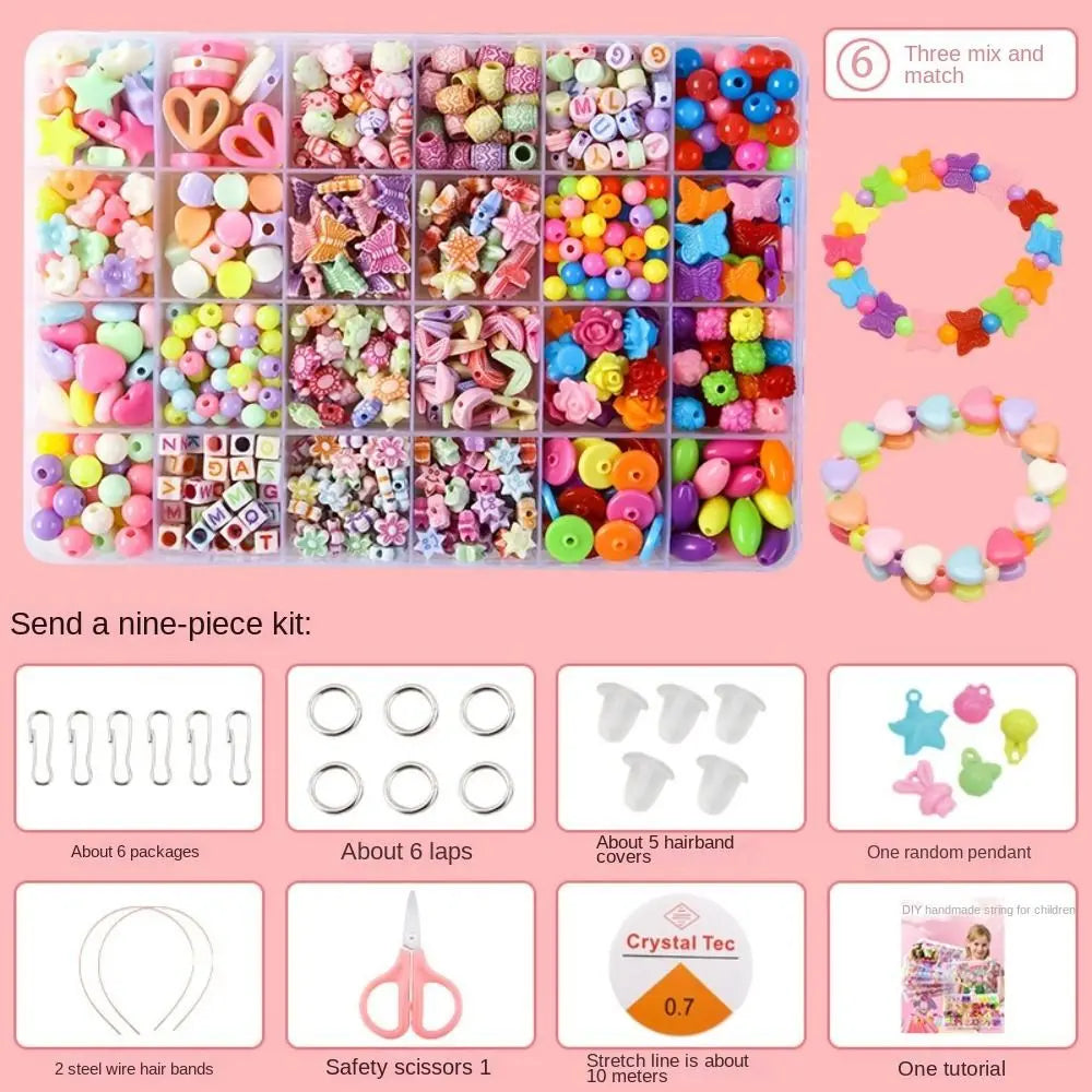 Arts Crafts DIY Handmade Beaded Kit Jewelry Set Handmade DIY Making Beads Kit DIY Creative Beads for Children Girl
