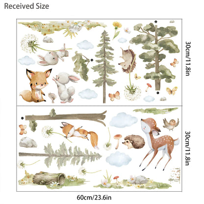 Cute Forest Animals Wall Stickers for Kids Rooms Children Boys Girls Baby Room Decoration Nursery Wallpaper Vinyl Elephant Lion