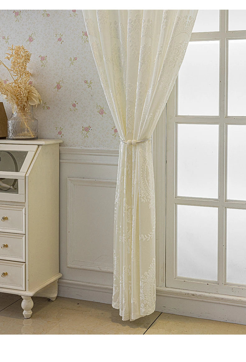 French Romantic Gauze Curtain Minimalist White Transparent Curtain Luxury Living Room Decoration Curtains Bedroom Curtain rideau