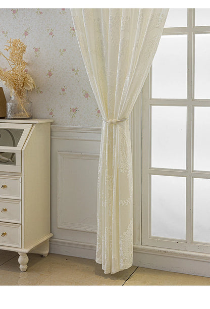 French Romantic Gauze Curtain Minimalist White Transparent Curtain Luxury Living Room Decoration Curtains Bedroom Curtain rideau