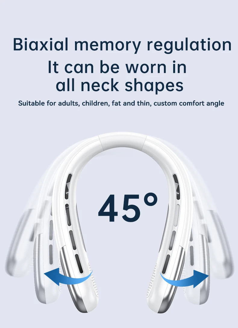 Lenovo Neck Fan 5 Speed Adjustable Bladeless Silent Neck Hanging Fan USB Rechargeable LED Digital Display Ice Refrigeration Fan