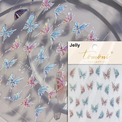 1pcs 5D Japanese Black Butterfly Nail Art Stickers Glitter Shiny Kawaii Self Adhesive Manicure Decorations Tool Decals Accessory