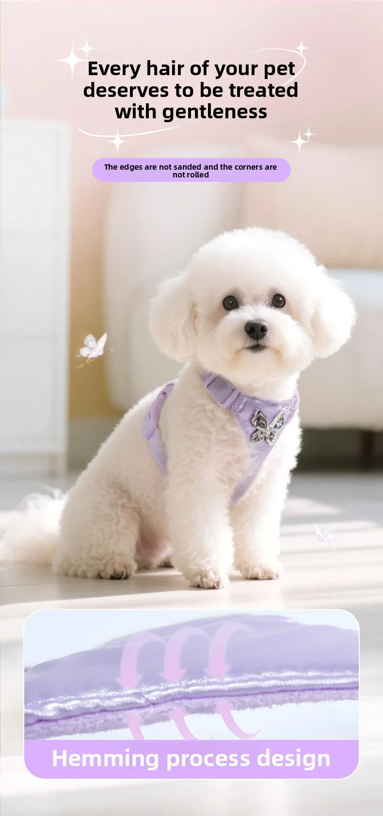 Butterfly Decor & Matching Leash Dog Harness for Small Dogs - Escape Proof Lightweight Vest