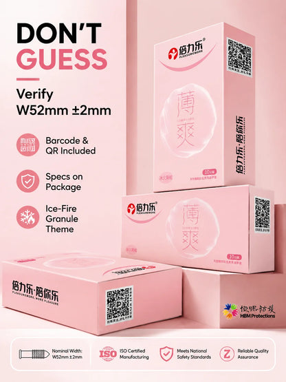 Hot & Cool Sensation Condoms 520 Bouncing Dots Natural Latex Lubricated 10pcs-50pcs Men Extra Stimulation Silky Touch Beilile
