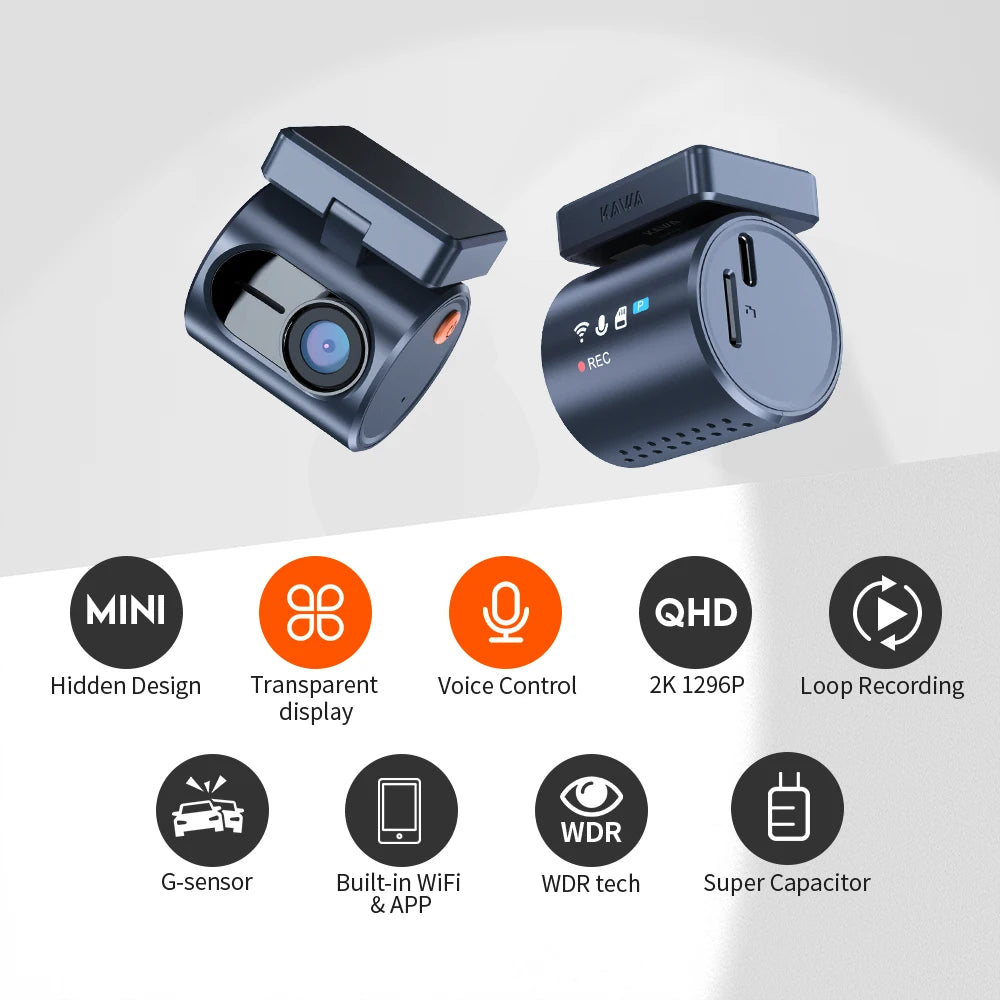2K KAWA MINI 3 Pro Cameras for Car DVR Tiny Dash Cam 24 Parking Auto Video Recorder WiFi APP Voice Control Car dashcam