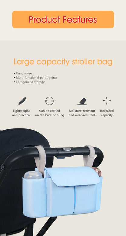 Stroller Organizer Bags Mummy Large Capacity Travel Hanging Bag Bottle Holder Pram Diaper Bags Baby Stroller Accessories