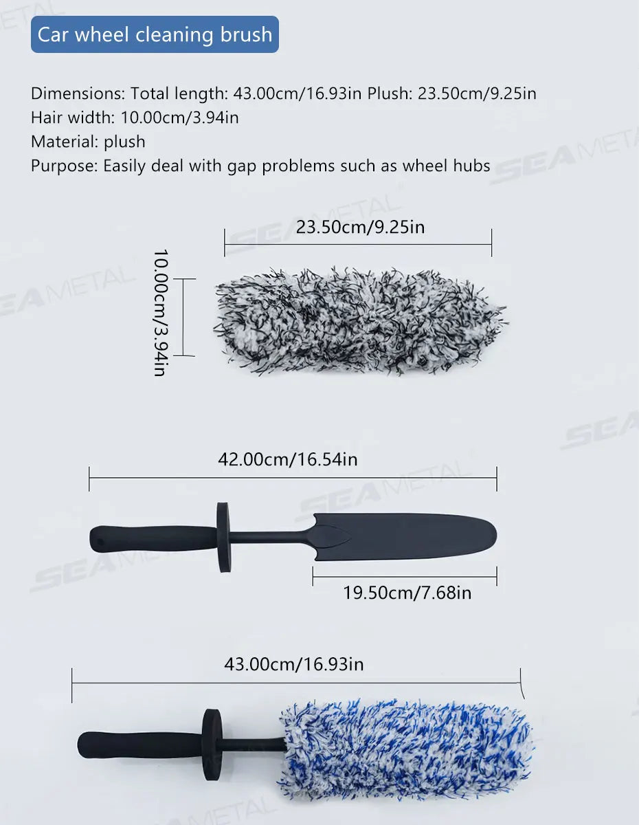 SEAMETAL Non Slip Microfiber Wheel Brush Mitt Premium Plush Car Wash Wheels Brushes for Car Rims Spokes Wheel Barrel Cleaning