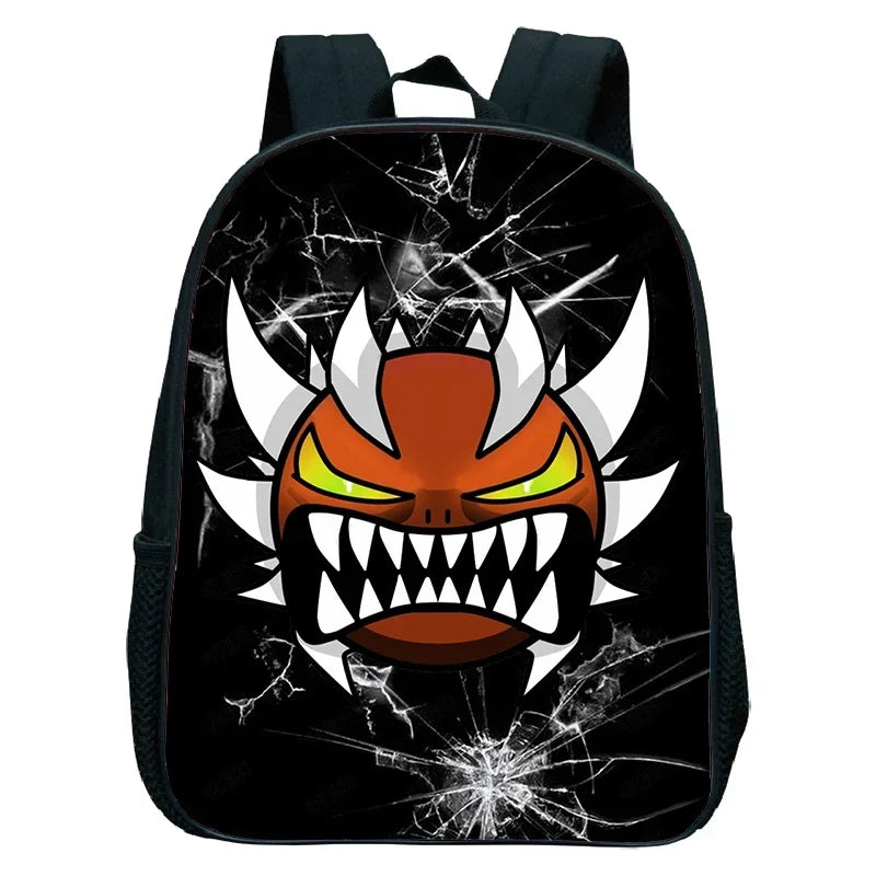 16 Inch Angry Geometry Dash Backpack Boys Girls Bookbag Cartoon Game Kids Kindergarten School Bags Toddler Childcare Backpack