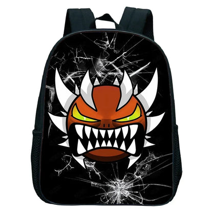 16 Inch Angry Geometry Dash Backpack Boys Girls Bookbag Cartoon Game Kids Kindergarten School Bags Toddler Childcare Backpack