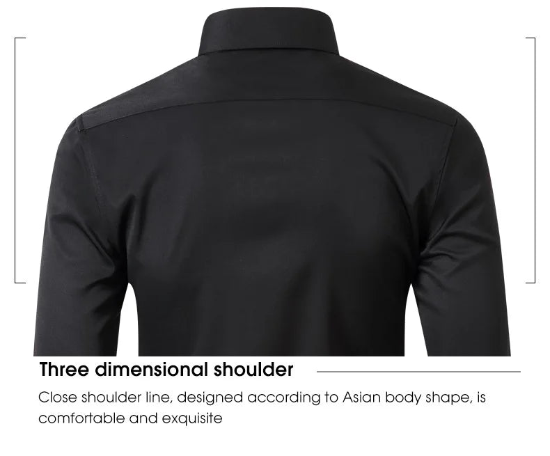 Men's long-sleeved shirt made of elastic fabric, wash-and-wear wrinkle-resistant business casual, silky smooth, pure color shirt