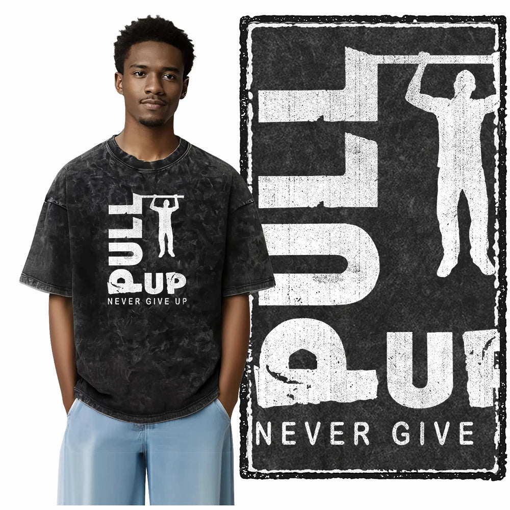 YG BODY BUILDING Printed Cotton Acid Washed Graphic Unisex T Shirt Cool CROSSFIT Streetwear Men Tshirts Big Size Tee for Men